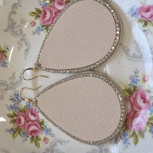 Plunder Silver and White Teardrop Earrings